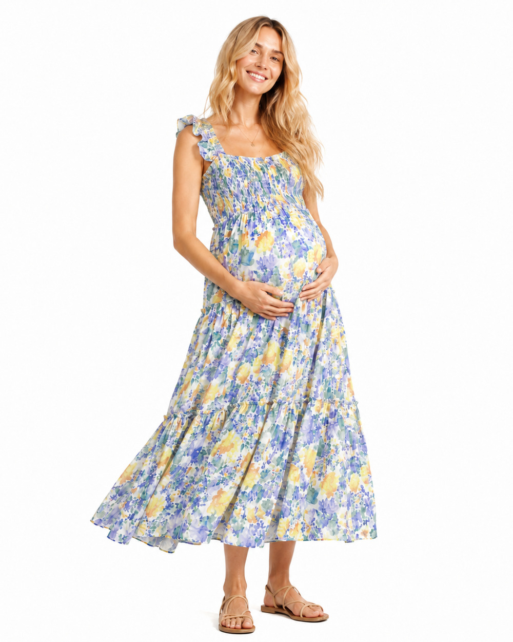 Pietro Brunelli Chloe Maternity Dress S NWT Monet Floral AG2202 Maxi Cottagecore